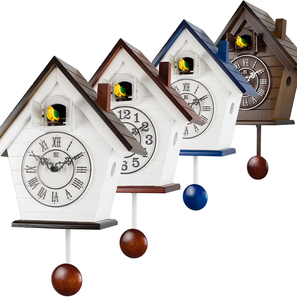 Wood Cuckoo Wall Clock – Bamboo Pendulum Bird Decor 12" Decorative Wall Clock Axl