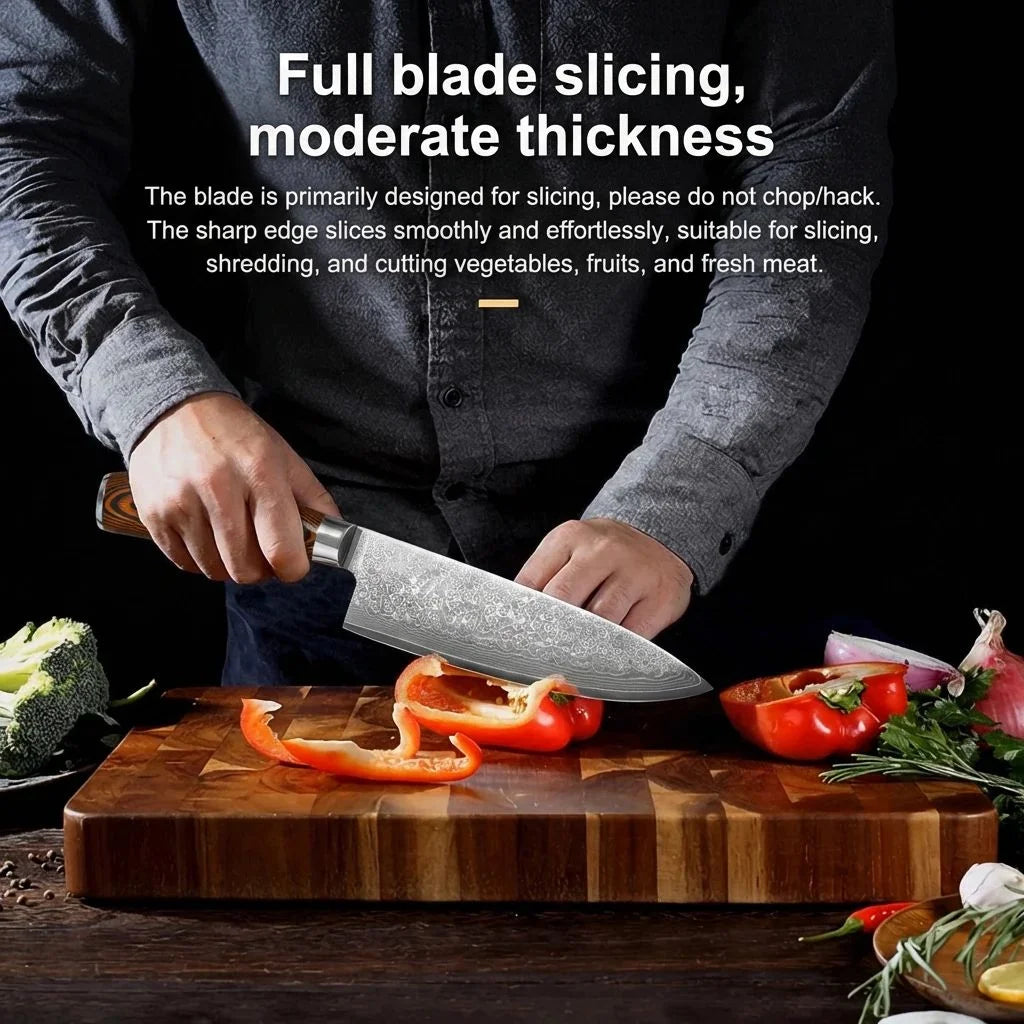 67-Layer Damascus Steel Cleaver Knife | Japanese Gift Set Damascus Kitchen Knife Axl