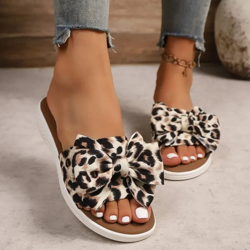 Women's Leopard Print Flat Slippers – Casual Outdoor Sandals Women's Flat Slippers Axl