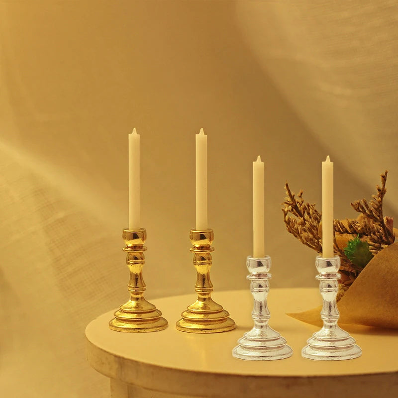 1:12 Dollhouse Miniature Candle Holder Candlestick Pair Dollhouse Accessory Axl