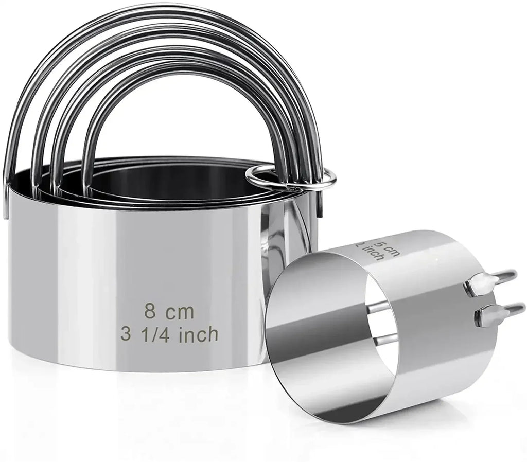 5-Piece Round Stainless Steel Cookie Cutter Set with Handle Cookie Cutter Set Axl