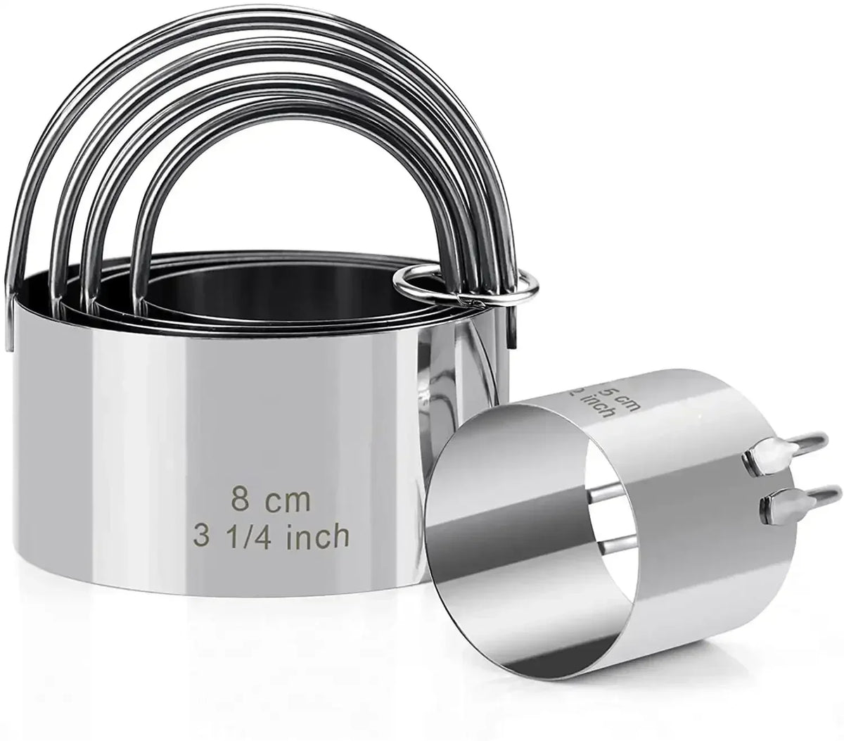 5-Piece Round Stainless Steel Cookie Cutter Set with Handle Cookie Cutter Set Axl