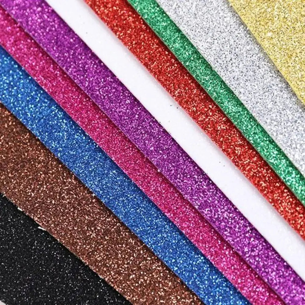 10-Pack Glitter EVA Foam Paper – Self-Adhesive A4 Craft Sheets Glitter Foam Craft Paper Axl