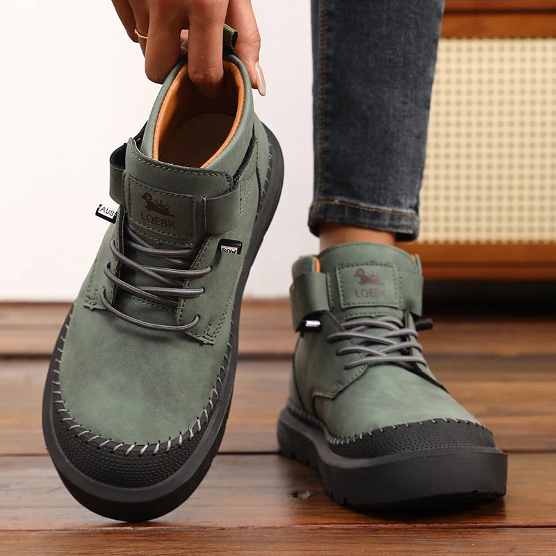 Women's Handmade Leather Lace-Up Platform Loafers – Wide Toe Platform Loafers Axl 41 green