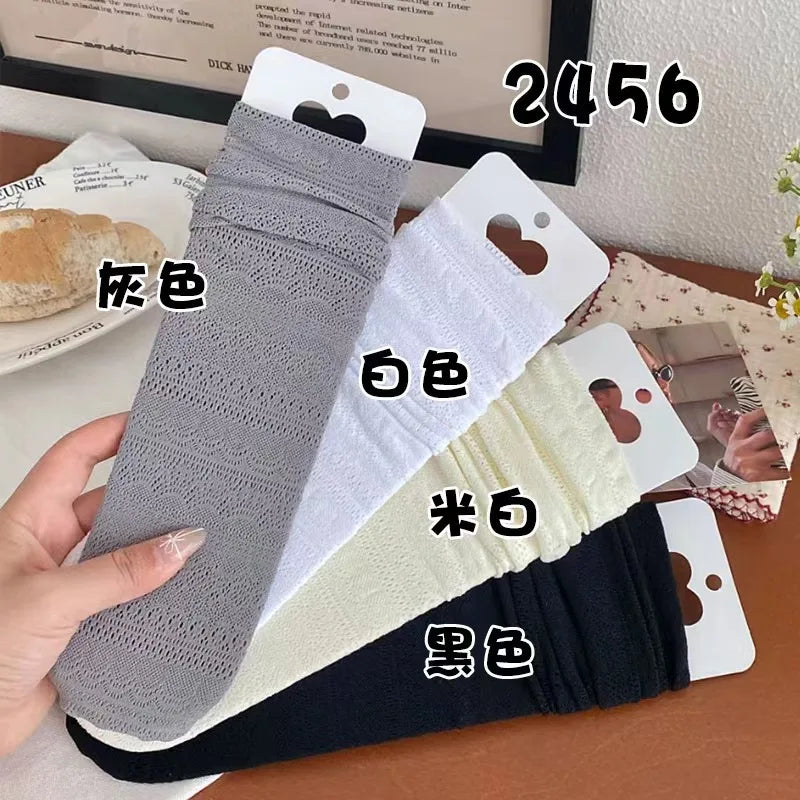 Women's Lace Trim Knee High Socks – Breathable Mesh Knit Knee High Socks Axl 4 pairs mix One Size