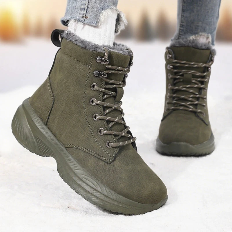 Women's Winter Snow Boots Wedge Lace-Up Warm Waterproof Women's Snow Boots Axl