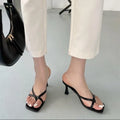 Women's Square Toe Slim Heel Summer Sandals – Clip Toe Slippers Women's Sandals Axl Black 40