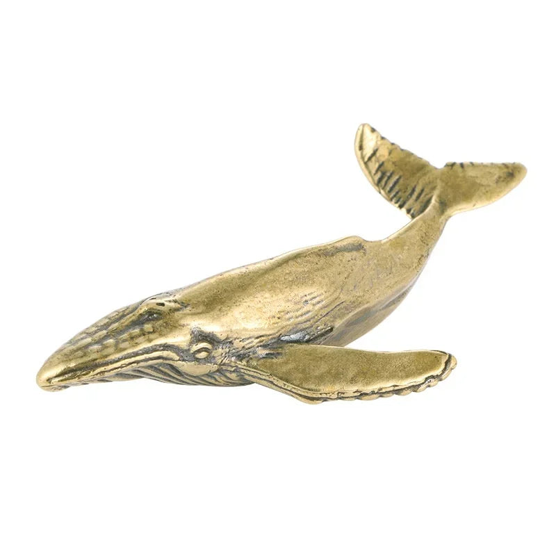 Solid Brass Whale Figurine – Vintage Desktop Sea Animal Statue Brass Figurine Axl
