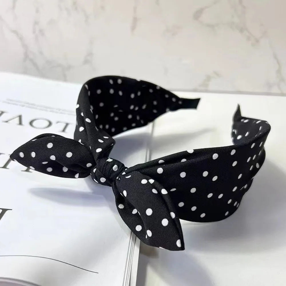 Women's Bow Knot Headband – Vintage Polka Dot Rabbit Ear Bow Knot Headband Axl