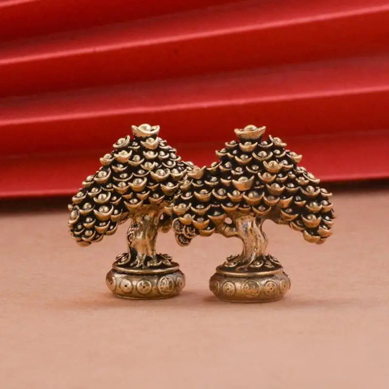 Brass Fortune Money Tree Figurine – Feng Shui Desktop Decor Brass Figurine Sculpture Axl