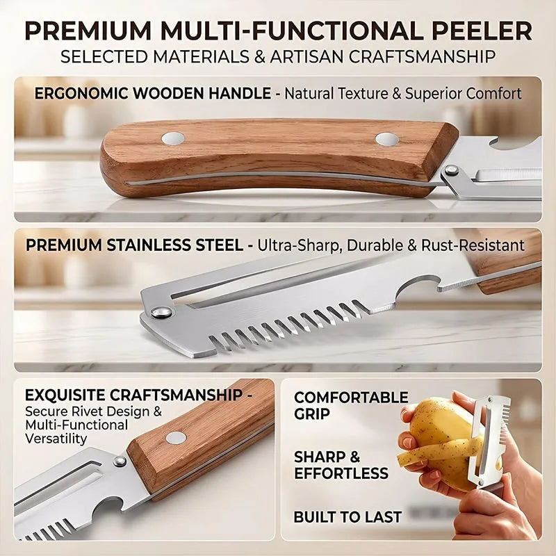 Stainless Steel Vegetable Peeler with Wooden Handle Vegetable Peeler Axl