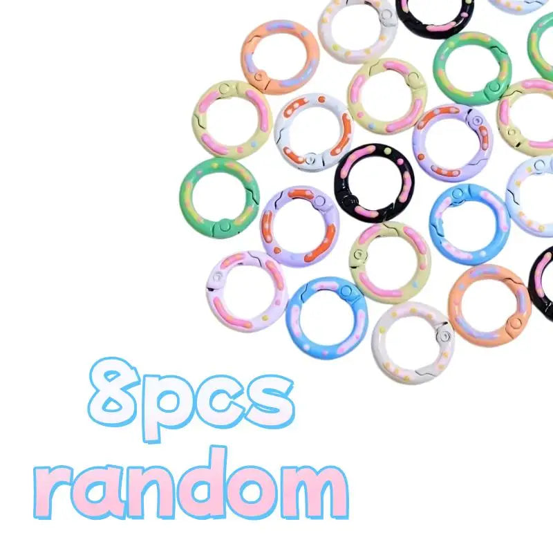 8-Pack Colorful Donut Spring Gate Key Rings & Carabiners Keychain Craft Rings Axl 8pcs random