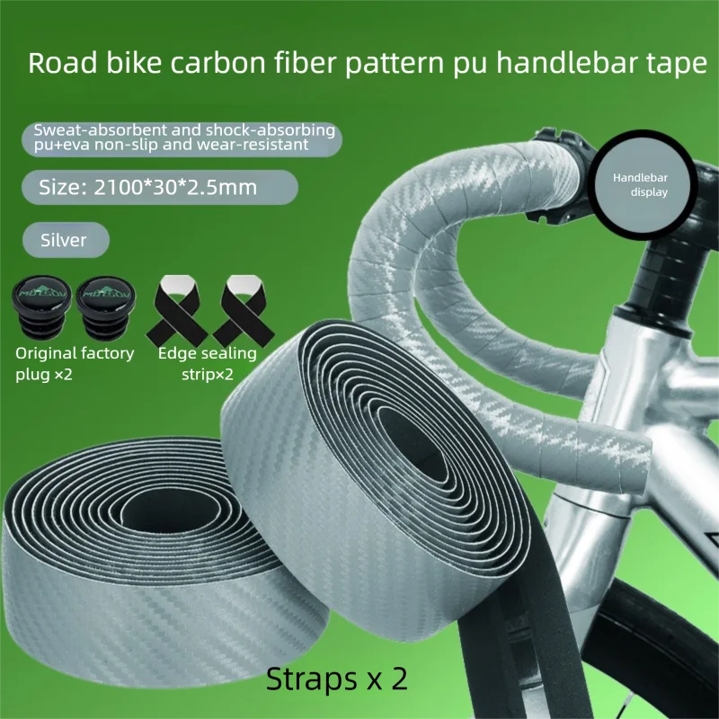 Road Bike Handlebar Tape – EVA PU Anti-Slip & Shock Absorbing Handlebar Tape Axl Silver