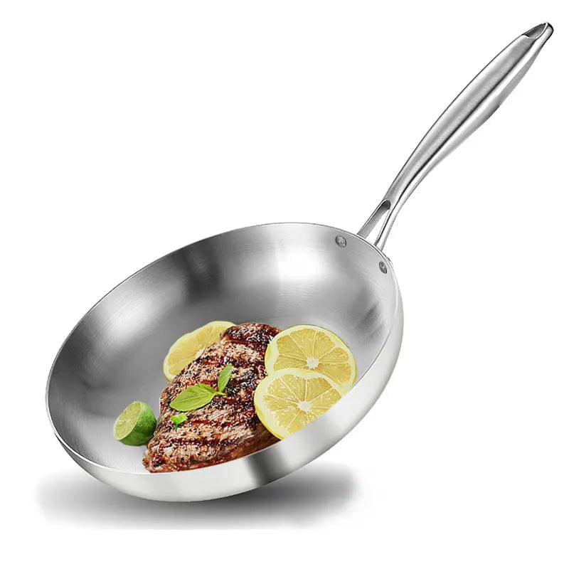 304 Stainless Steel Tri-Ply Nonstick Frying Pan & Wok 24–30cm Stainless Steel Cookware Axl
