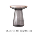 Round Glass Coffee Table – Nordic Modern Living Room Side Table Glass Coffee Table Axl Grey-Rose Gold