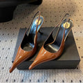 Women's Stiletto Slingback Heels – Pointed Toe Party Sandals Stiletto Slingback Heels Axl brown 39
