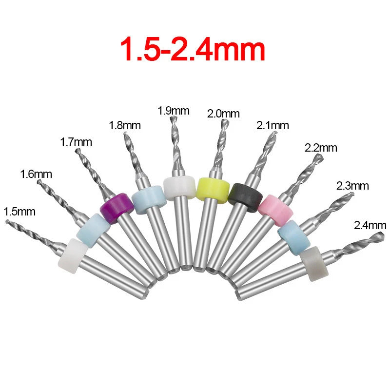 10-Pc Tungsten Carbide Micro Drill Bits Set for PCB & Rotary Tool Micro Drill Bit Set Axl