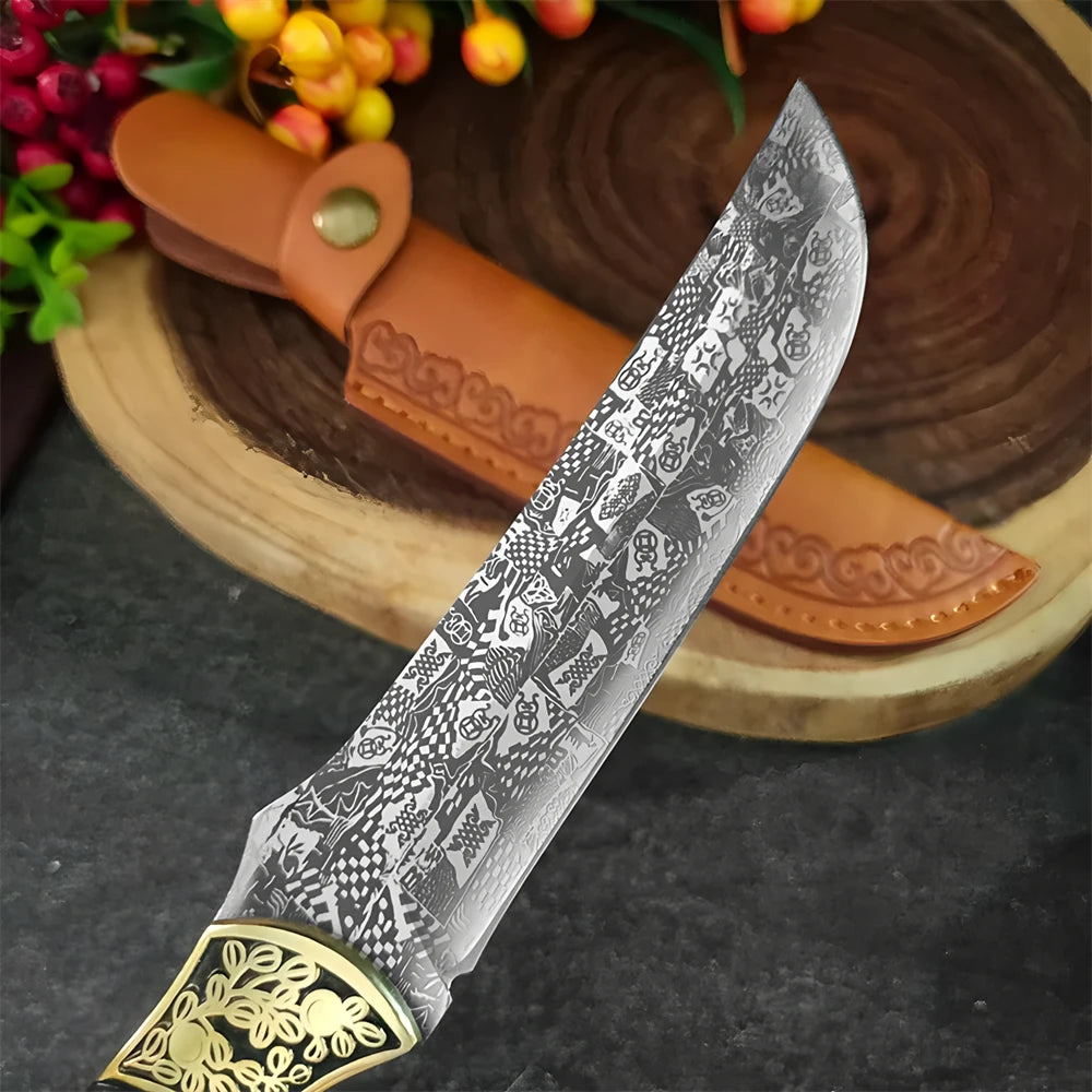 Damascus Steel Kitchen Knife – Full Tang Handmade Forged Blade Damascus Kitchen Knife Axl