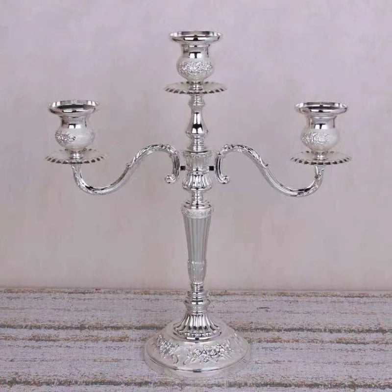 Silver Gold Multi-Arm Metal Candelabra – 3 & 5 Arm Candle Holder Metal Candelabra Axl Silver 3 Arm