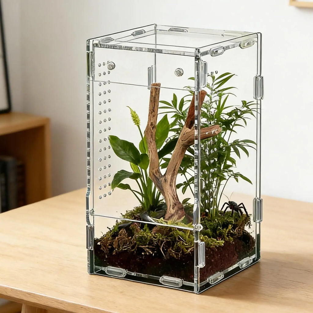 Acrylic Jumping Spider Enclosure – Escape Proof Front Opening Spider Habitat Enclosure Axl