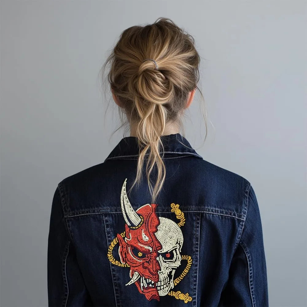 Glass Skull Rhinestone Iron-On Applique Sheet | Hotfix Transfer Iron-On Applique Axl