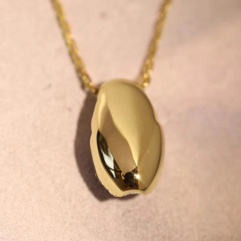Huitan Two-Tone Egg Pendant Necklace – Cubic Zirconia Pendant Necklace Axl