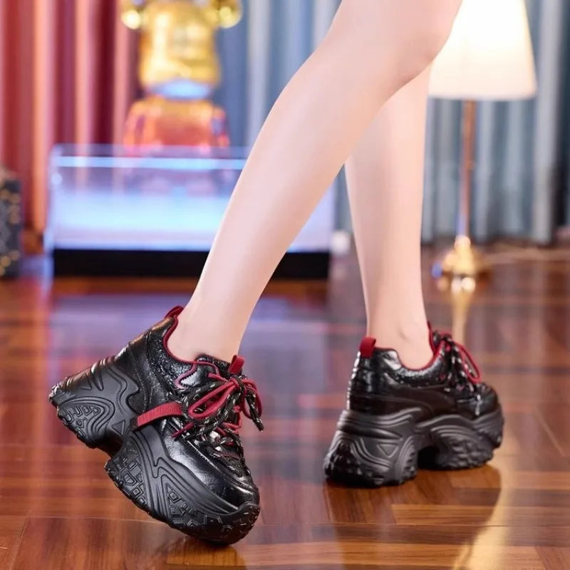 Women's Chunky Platform Sneakers – Breathable Casual Lace-Up Chunky Platform Sneakers Axl