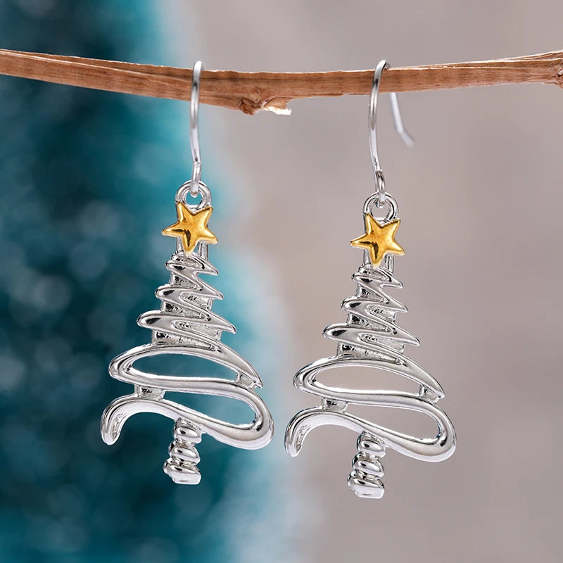 Huitan Christmas Tree Drop Earrings – Star Dangle for Women Drop Earrings Axl E5142