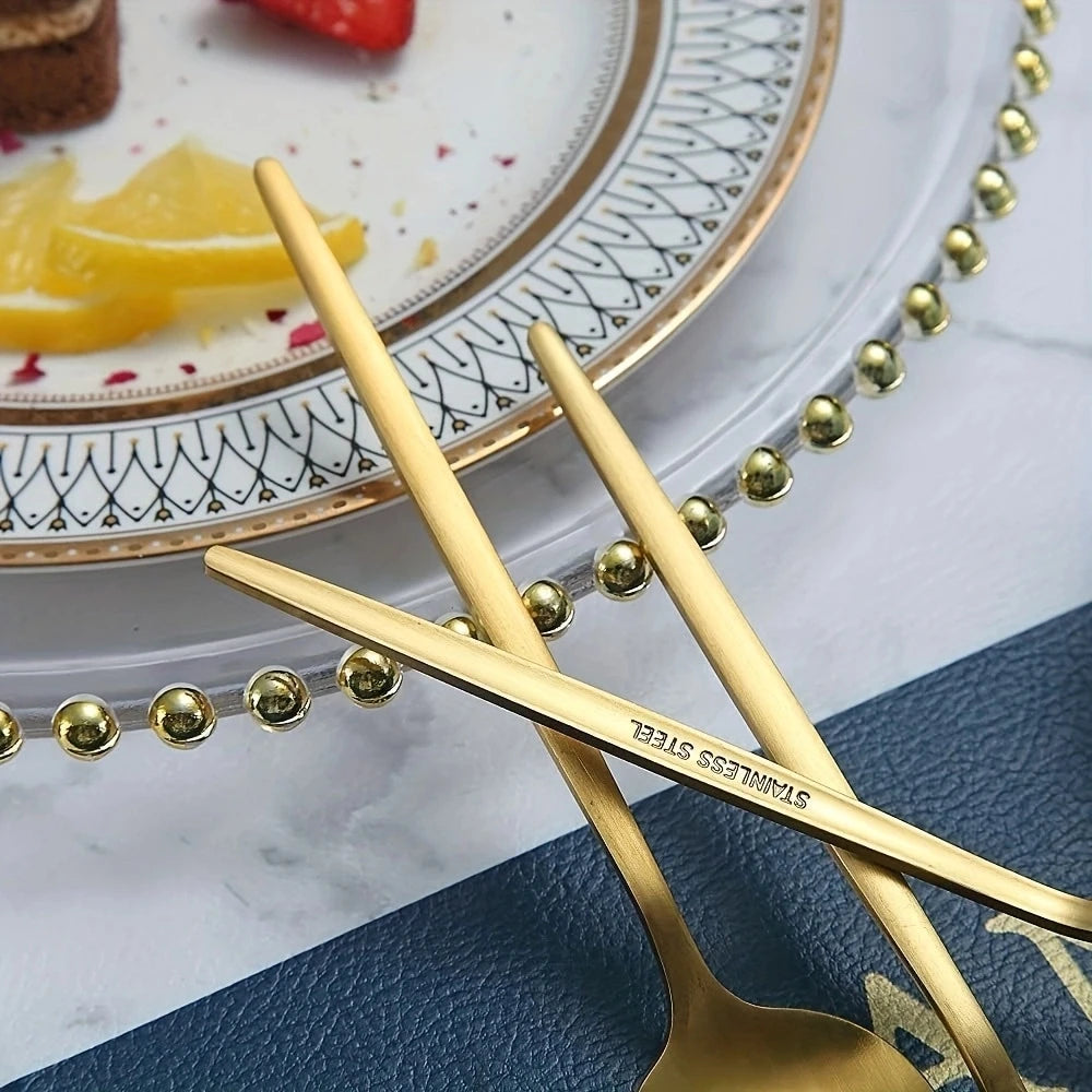 4-Piece Gold Stainless Steel Coffee & Dessert Spoon Set Dessert Spoon Set Axl