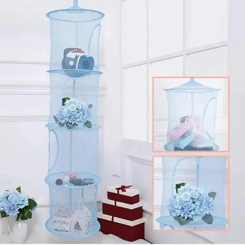 4-Layer Collapsible Mesh Hanging Basket | Home Storage Organizer Hanging Storage Basket Axl