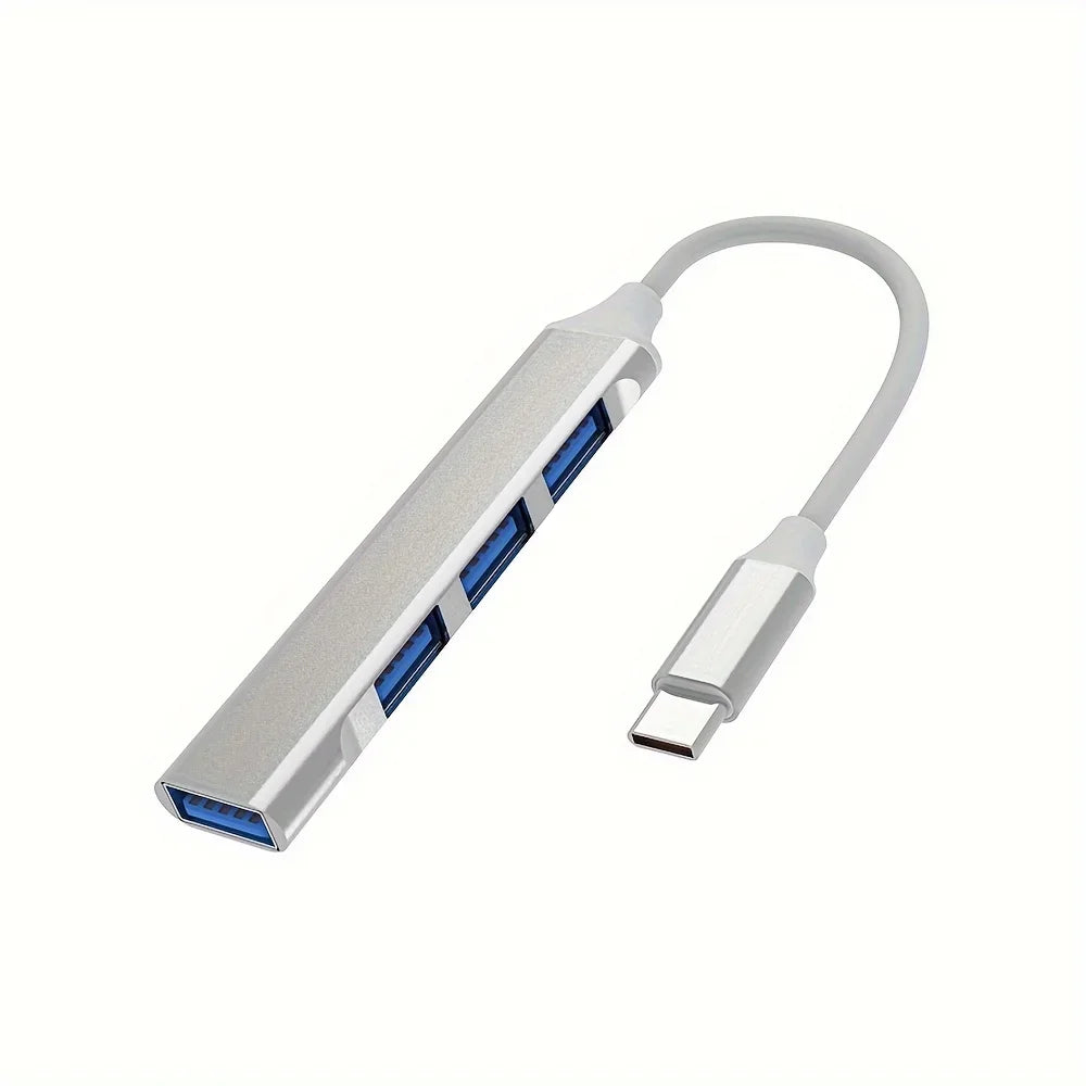 4-Port USB-C Hub 3.0 OTG Adapter for MacBook & Laptop USB-C Hub Axl Silver Type-C