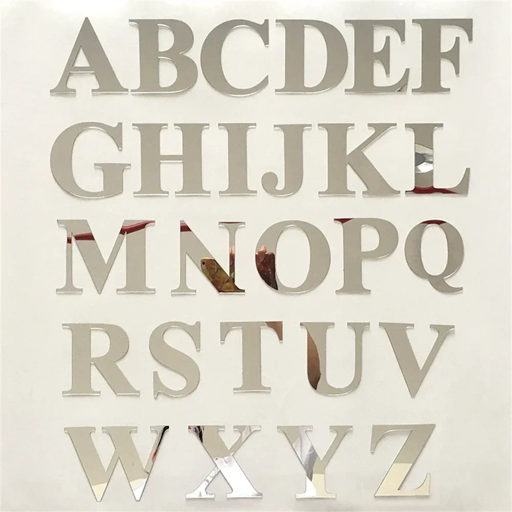 3D Silver Mirror Alphabet Wall Stickers – Acrylic Letter Decals Wall Letter Sticker Axl L China Mainland