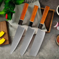 Kiritsuke Damascus Steel Chef Knife – Octagon Wood Handle Damascus Chef Knife Axl 3PCS knife set
