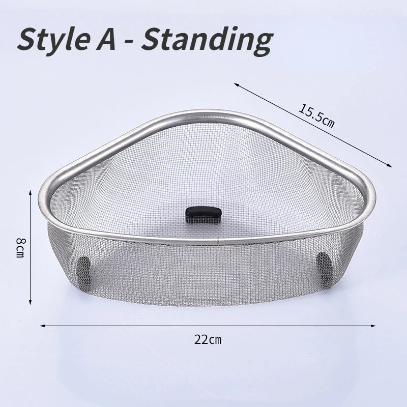 Stainless Steel Triangle Sink Drain Basket & Kitchen Organizer Sink Drain Basket Axl Style A
