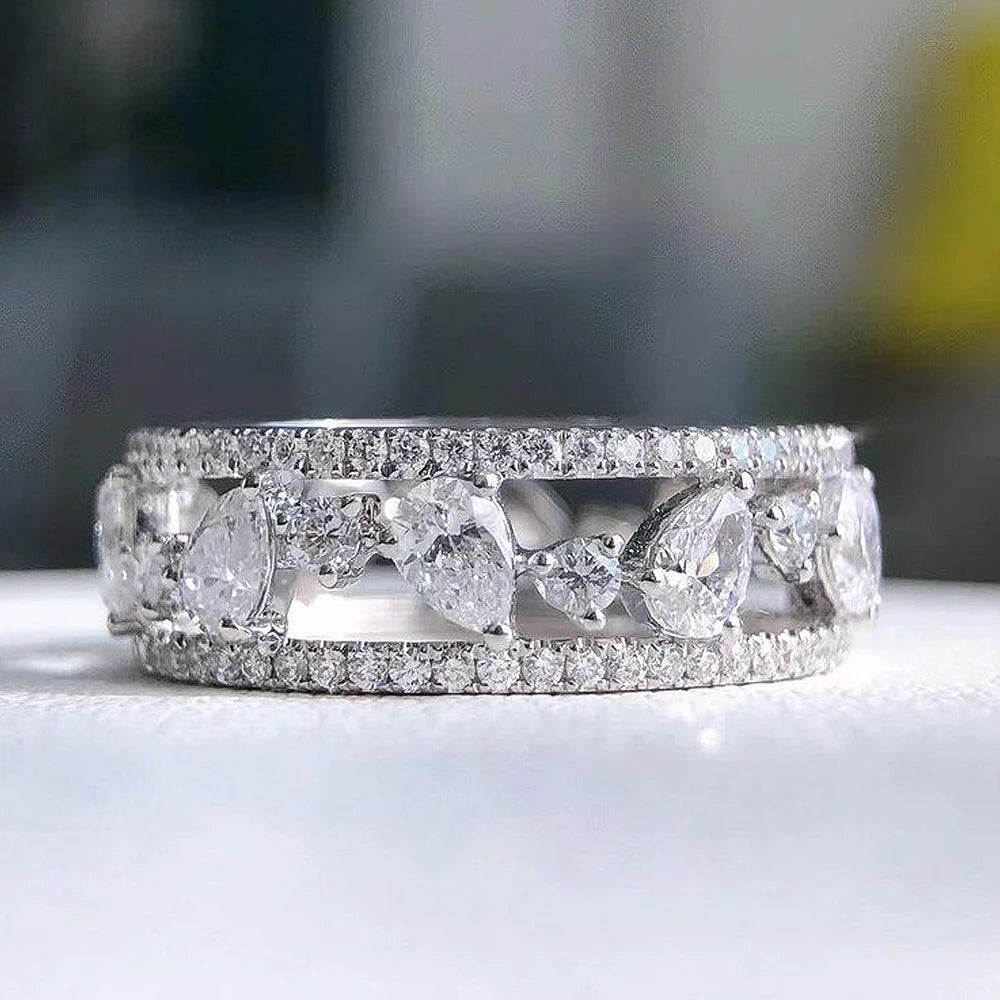 Huitan CZ Eternity Ring – Silver Women's Wedding Band Wedding Band Ring Axl