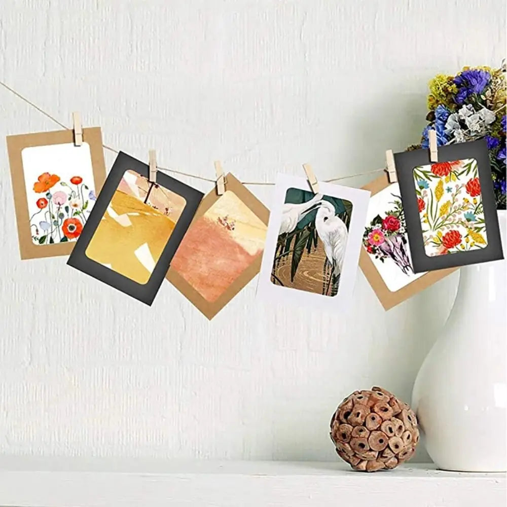 10-Piece DIY Paper Photo Frame Set with Clips & Rope | Wall Decor Photo Frame Set Axl