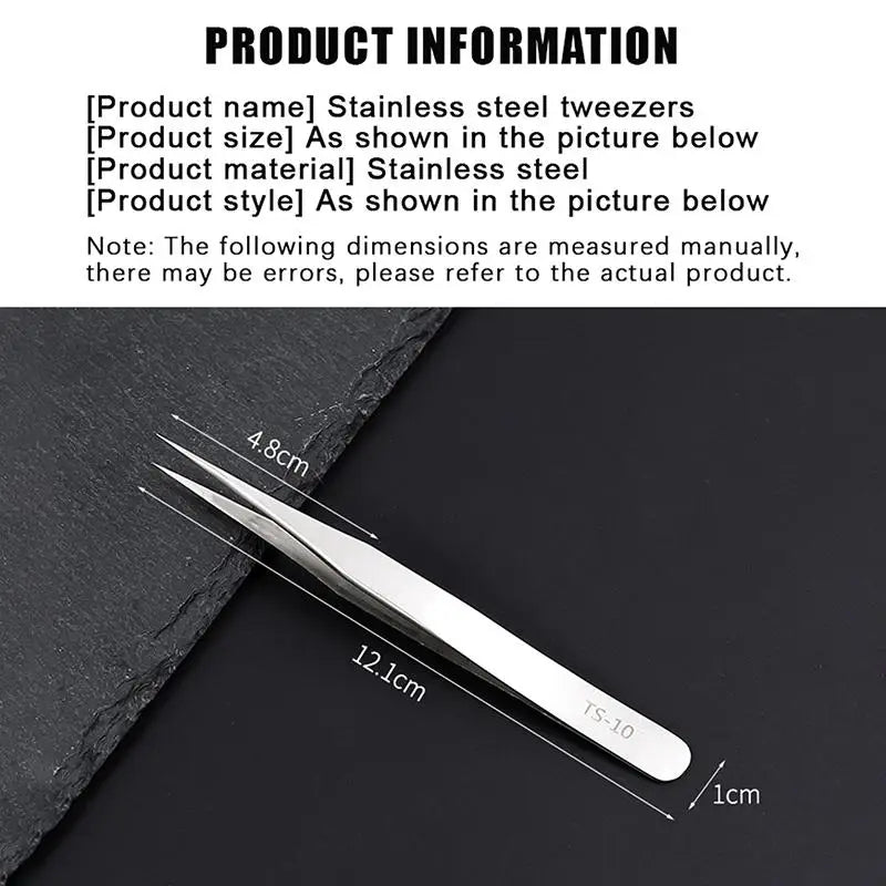6-Piece Stainless Steel Tweezers Set – Bent & Straight Tips Precision Tweezers Set Axl