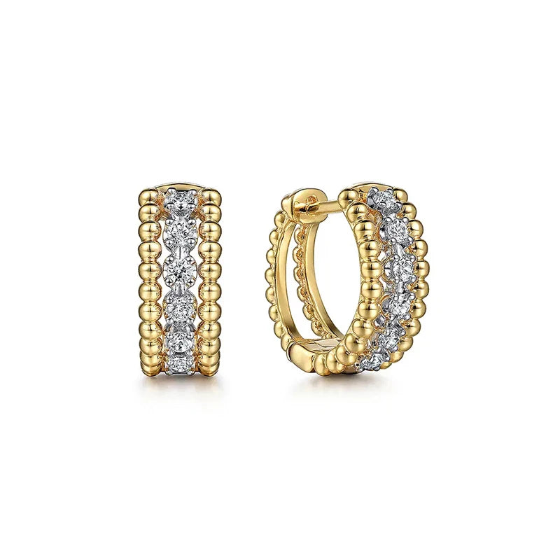 Huitan Two-Tone Hoop Earrings – Cubic Zirconia Women's Hoops Hoop Earrings Axl E5124