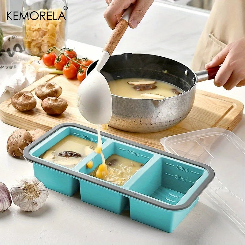 KEMORELA Silicone Food Storage Container 2/3/4 Grid Airtight Food Storage Container Axl
