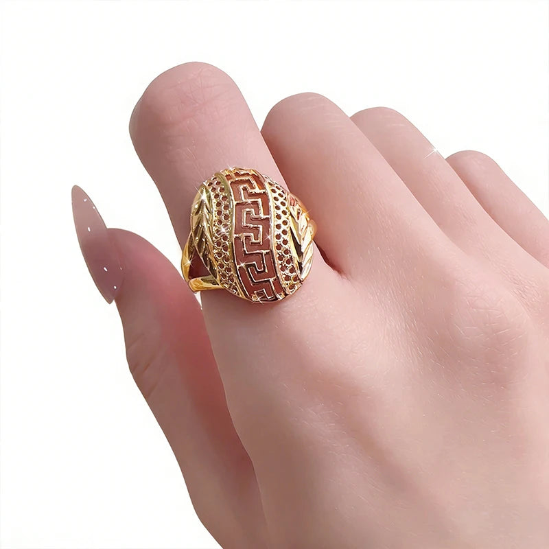 Huitan Gold Hollow-Out Bohemian Ring for Women | Sizes 5–14 Fashion Ring Axl