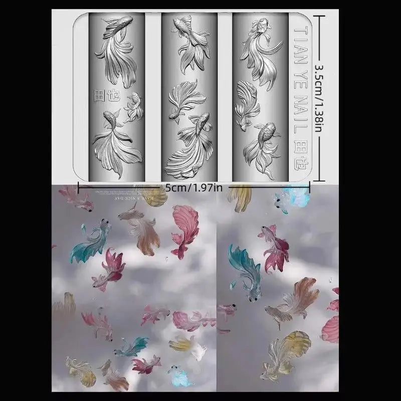 3D Silicone Nail Art Mold – Ocean Mermaid, Koi & Goldfish Nail Art Mold Axl N3