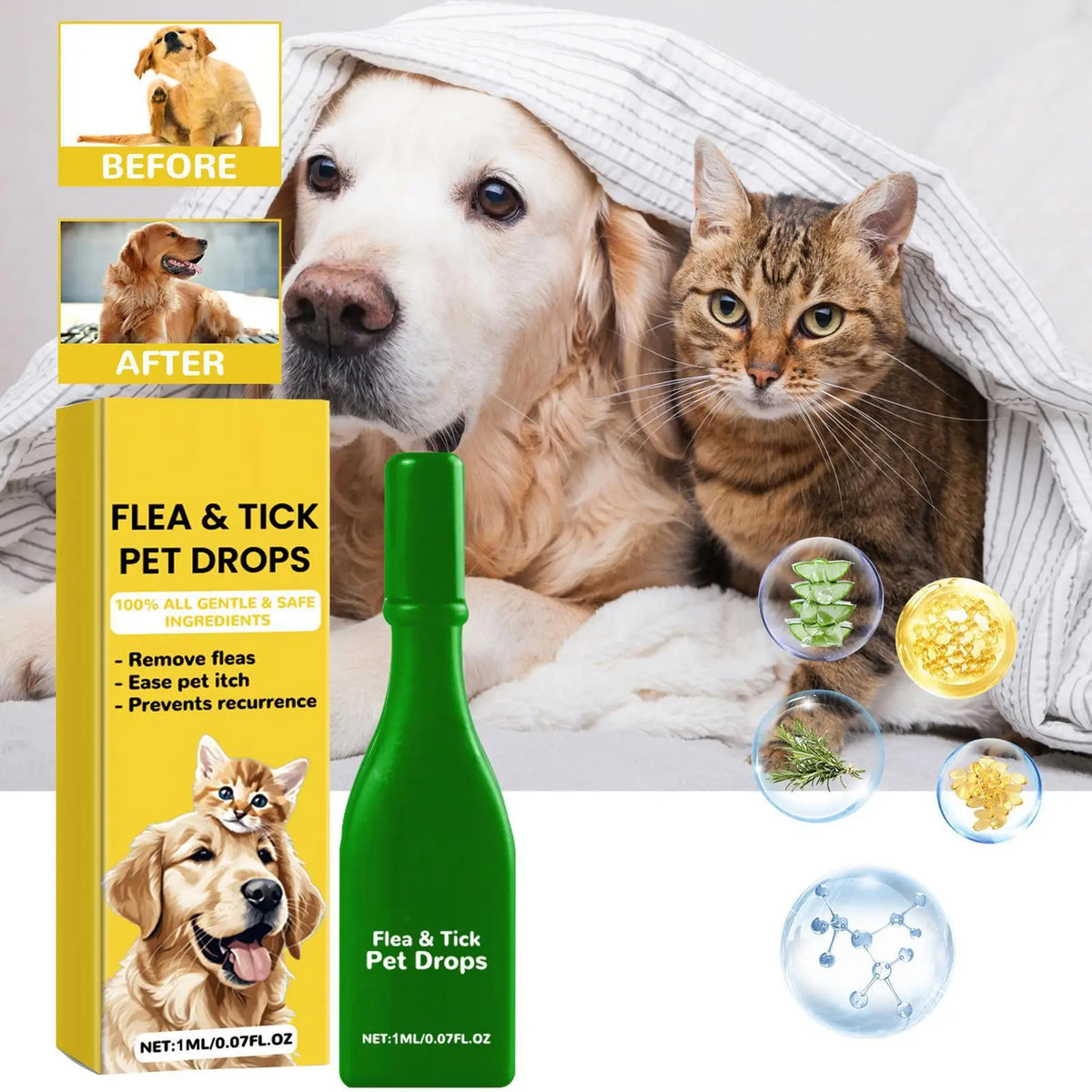 Cat & Dog Flea Tick Drops – External Parasite Repellent 1ml Flea Tick Drops Axl