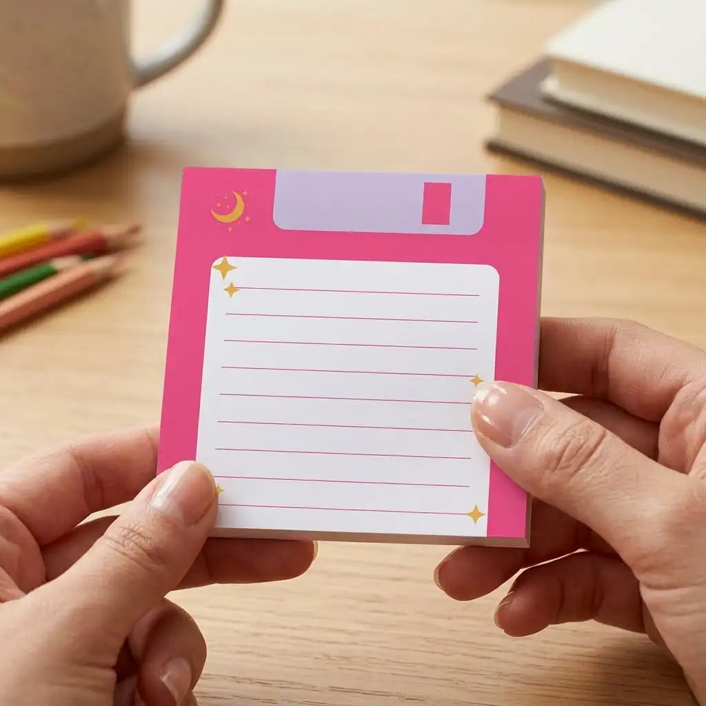 Retro Floppy Disk Sticky Notes 4 Pack – Lined Celestial Notepad Sticky Notes Set Axl