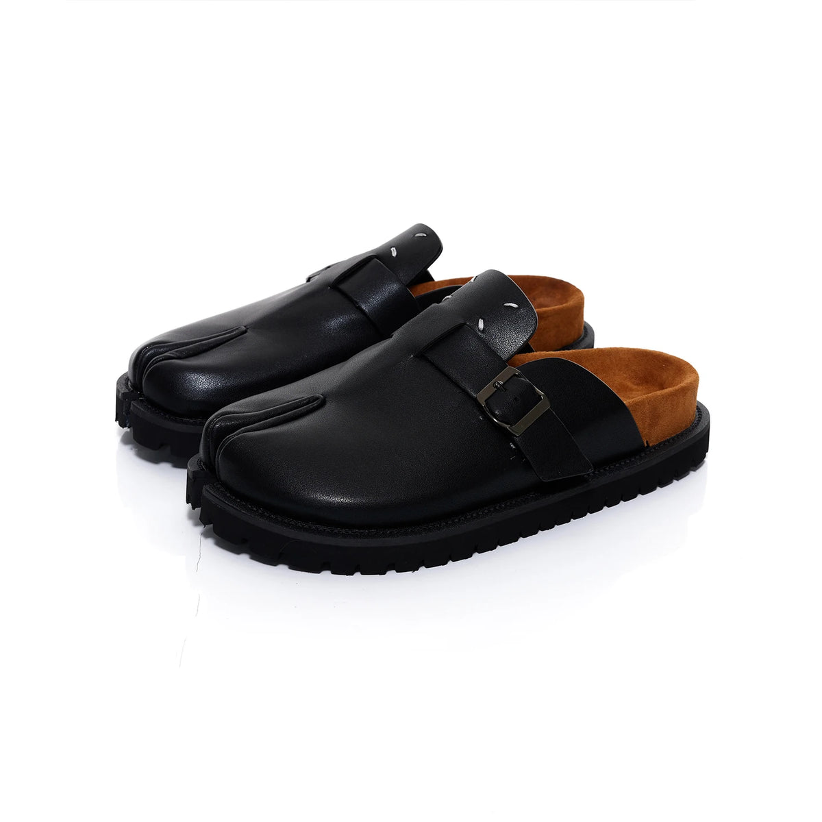 Luxury Leather Split-Toe Platform Slippers | Men & Women Leather Platform Slippers Axl black 45