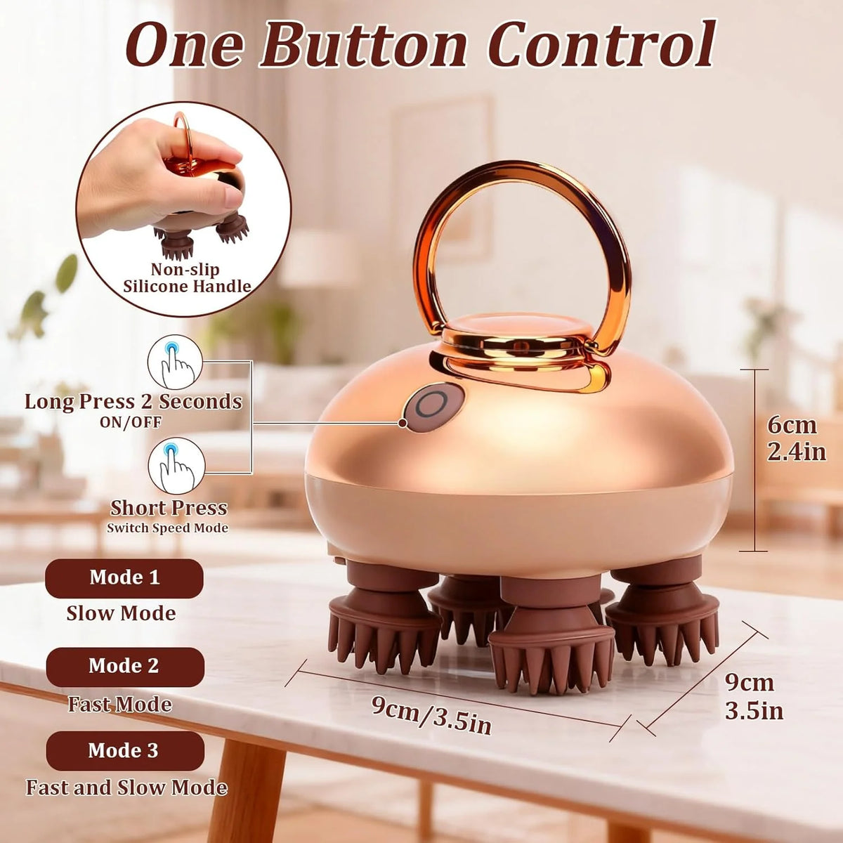 Electric Scalp Massager – IPX6 Waterproof, Rechargeable, 2 Speeds Electric Scalp Massager Axl