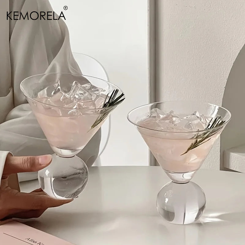 KEMORELA 260ml Beaded Martini Glass – Short Foot Cocktail Cup Cocktail Glass Axl