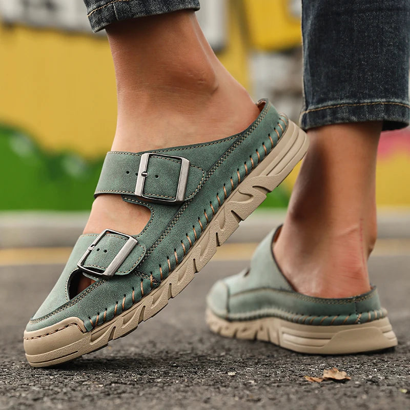 Women's Non-Slip Slip-On Casual Sandal Slippers | Indoor & Outdoor Slip-On Sandal Slippers Axl green 45