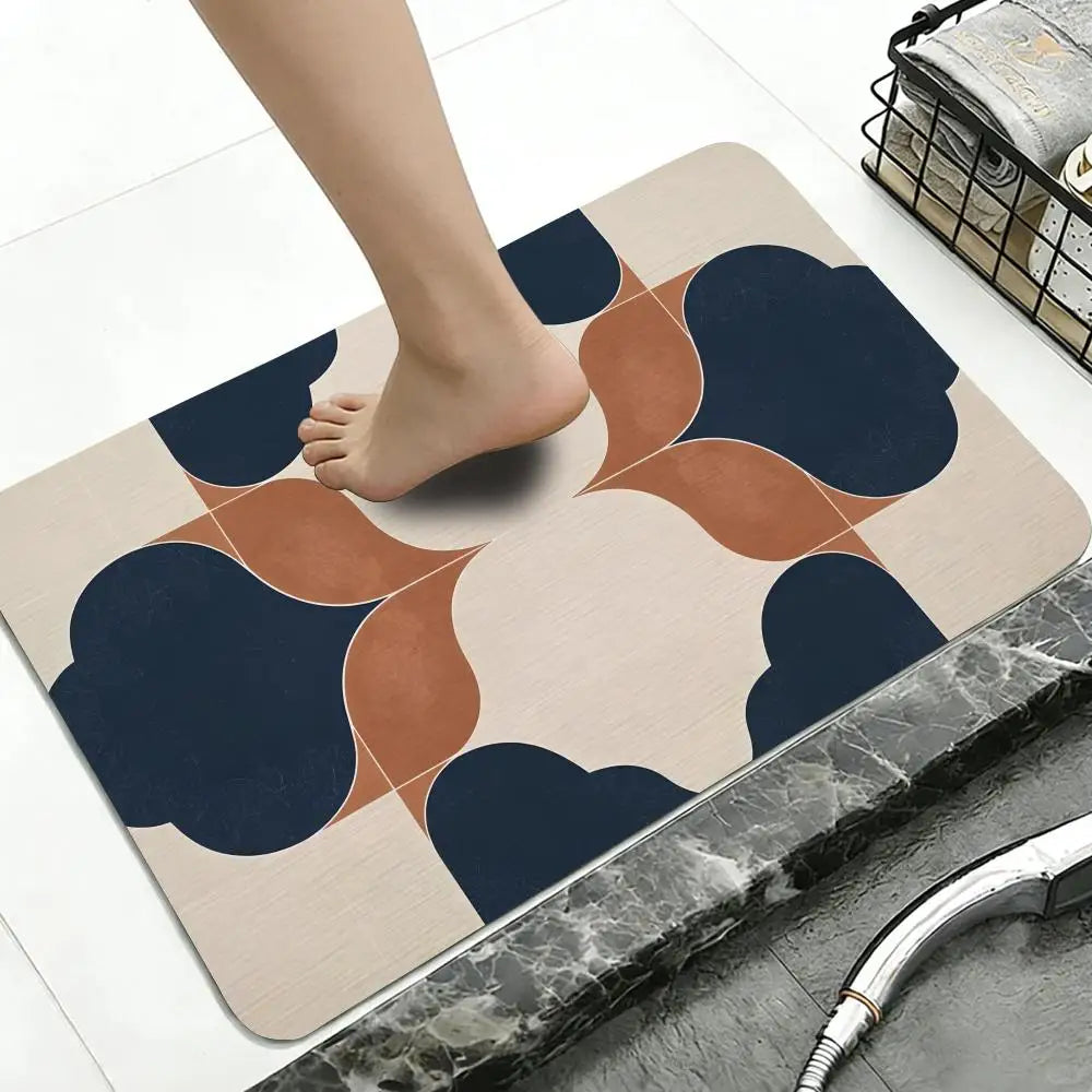 Art Deco Diatomite Bath Mat – Quick Dry, Non-Slip Floor Mat Diatomite Bath Mat Axl