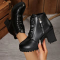 Women's Black Platform Chunky Heel Ankle Boots | Zip-Up Platform Ankle Boots Axl black 35