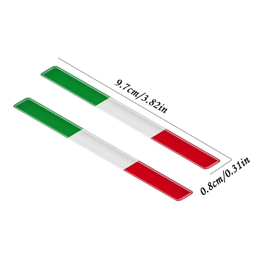 Italian Tricolor Flag 3D Epoxy Stickers – 2-Pack Car & Moto Epoxy Flag Decal Axl A